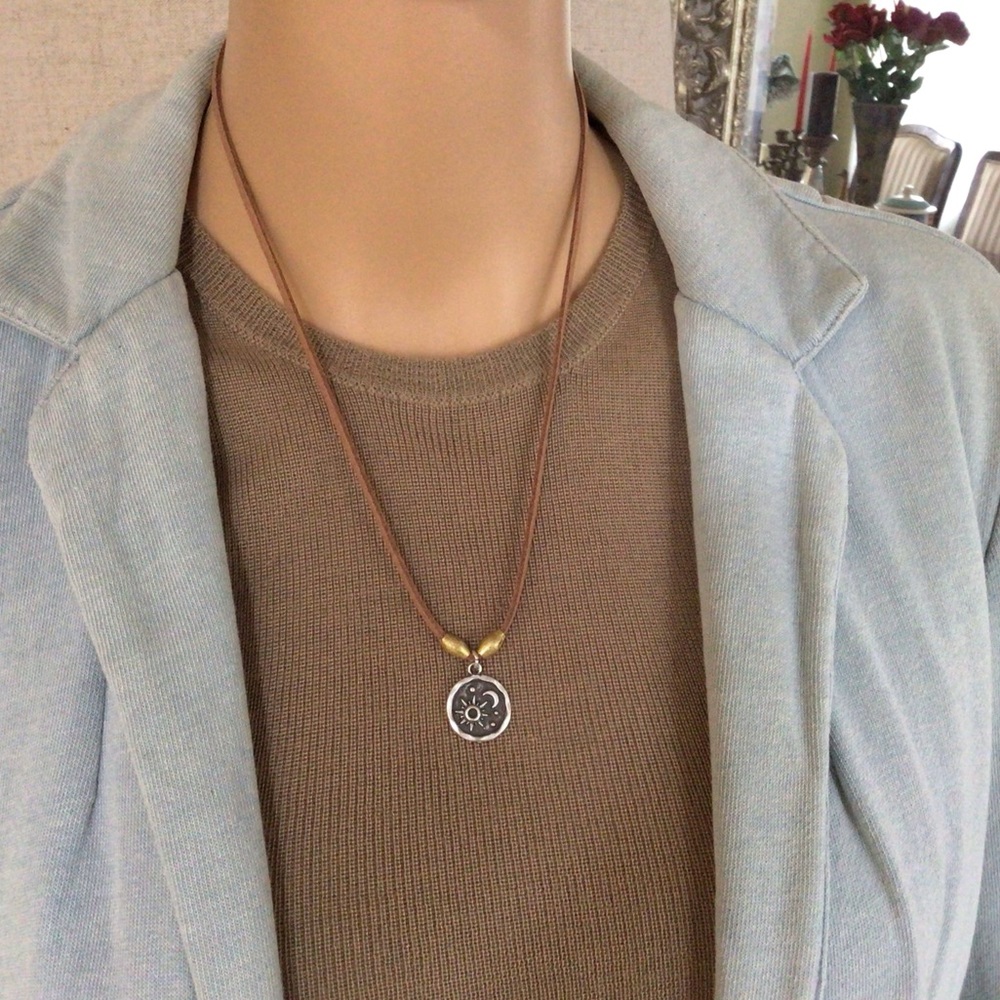 Suede Cord Sundance Charm Necklace - Picture 10 of 12